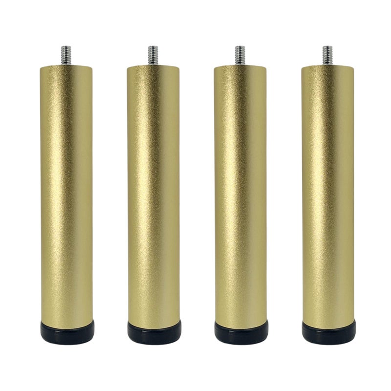 Yuqim 4 Pack Adjustable Furniture Legs Replacement M8 Thread Metal Furniture Legs 8 Inch Couch Legs Replacement Legs for Bed, Sofa, Cabinet(Gold, 7.7-8.03 Inch) - Image 1